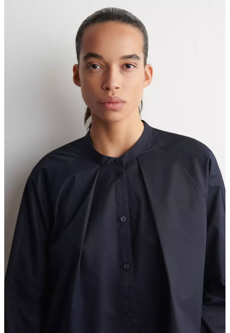 GRANDAD-COLLAR COTTON SHIRT