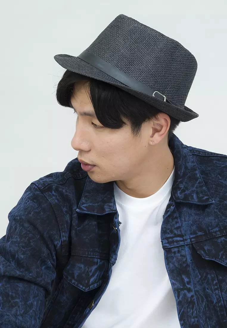 Topi fedora cowboy hat fedora ratan black belt houseofcuff
