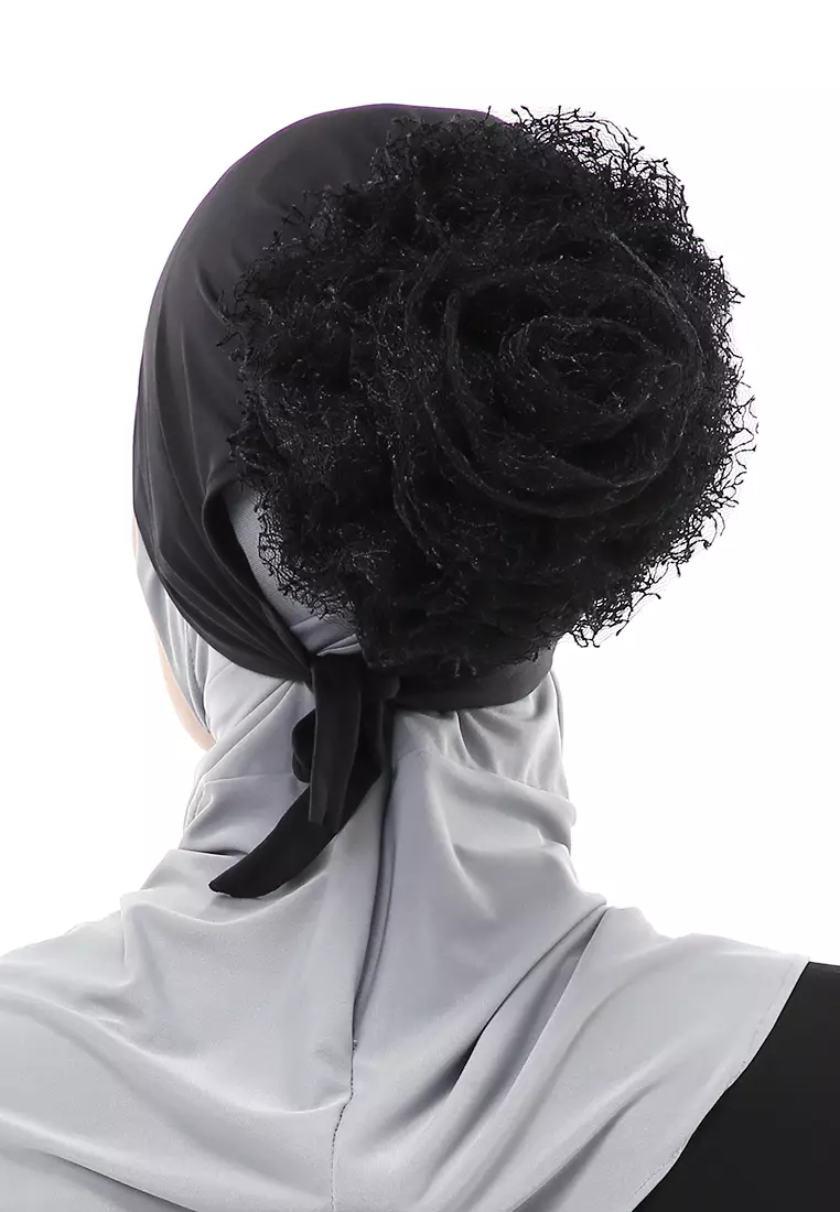 Irna Inner Ciput Muslimah Wanita Motif Polos Relaxed Fit - Black