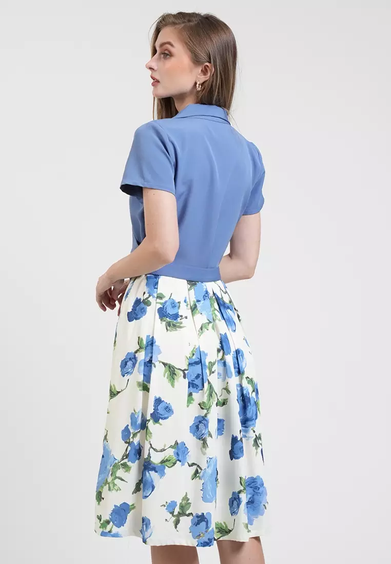 Stacey Floral Waist-Accent Dress