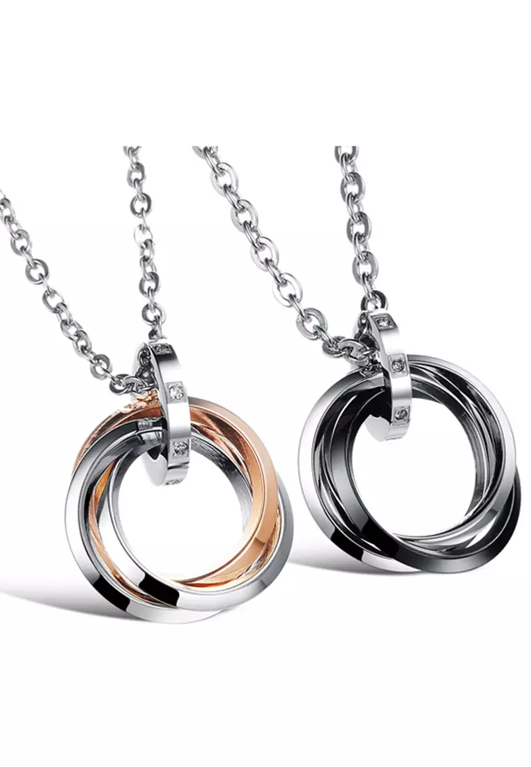 Couples Pendant Necklace 1 Set
