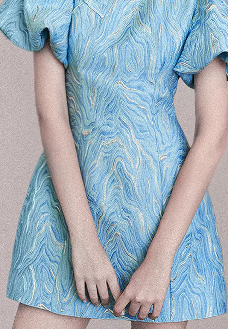 Cheongsam modified short-sleeved dress A021925BL