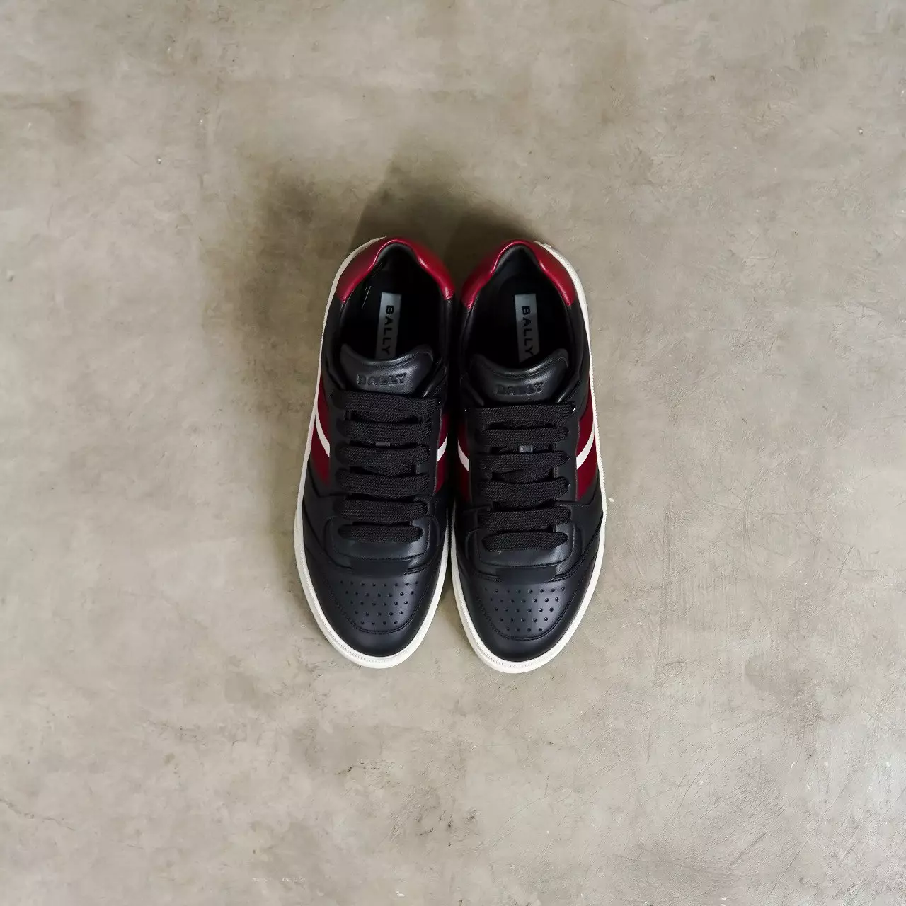 Sepatu BALLY REBY STRIPE RED BLACK SNEAKER 100% ORIGINAL