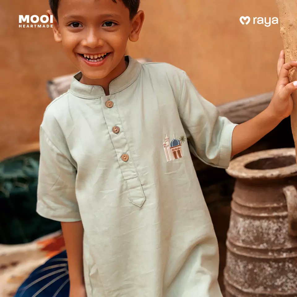 Mooi Adam Koko Set Setelan Koko Anak Raya Collection - Dusty Blue