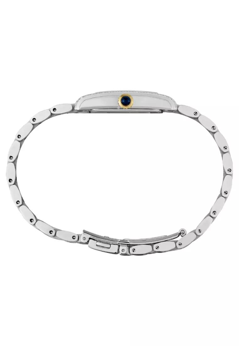 Seiko Lady Classic Collection Rectangle Case Silver Dial Two-Tone Stainless Steel Band Quartz Watch SWR093P1