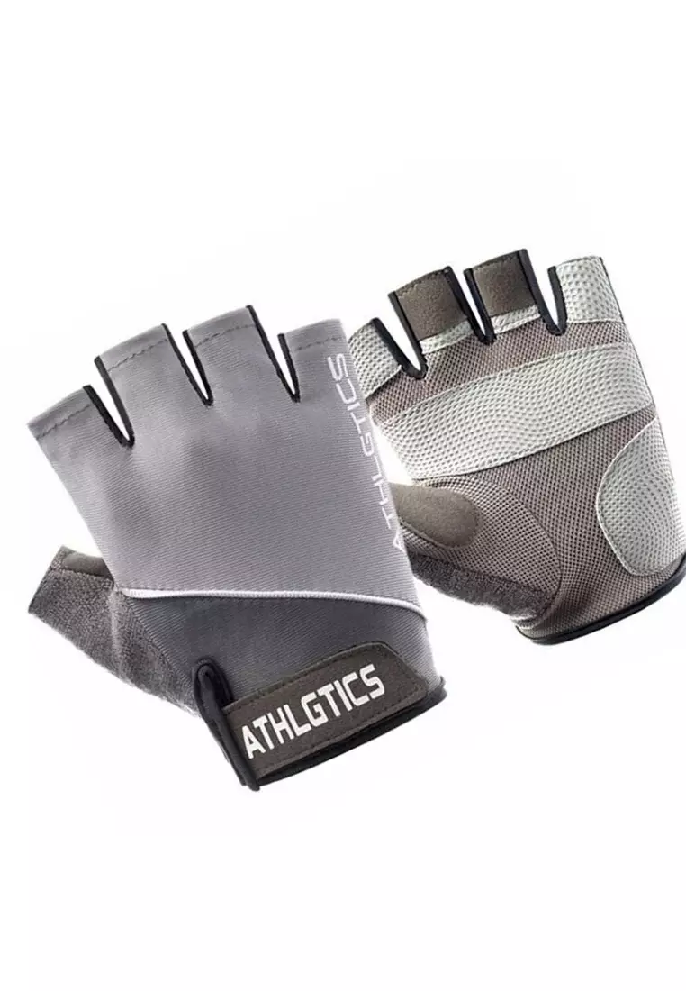 Decs Sarung Tangan Gloves Sport Olahraga Design Half Finger Anti Slip Material Velcro ORIGINAL - Grey