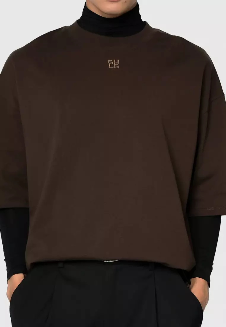 Embroidered T-Shirt in Brown