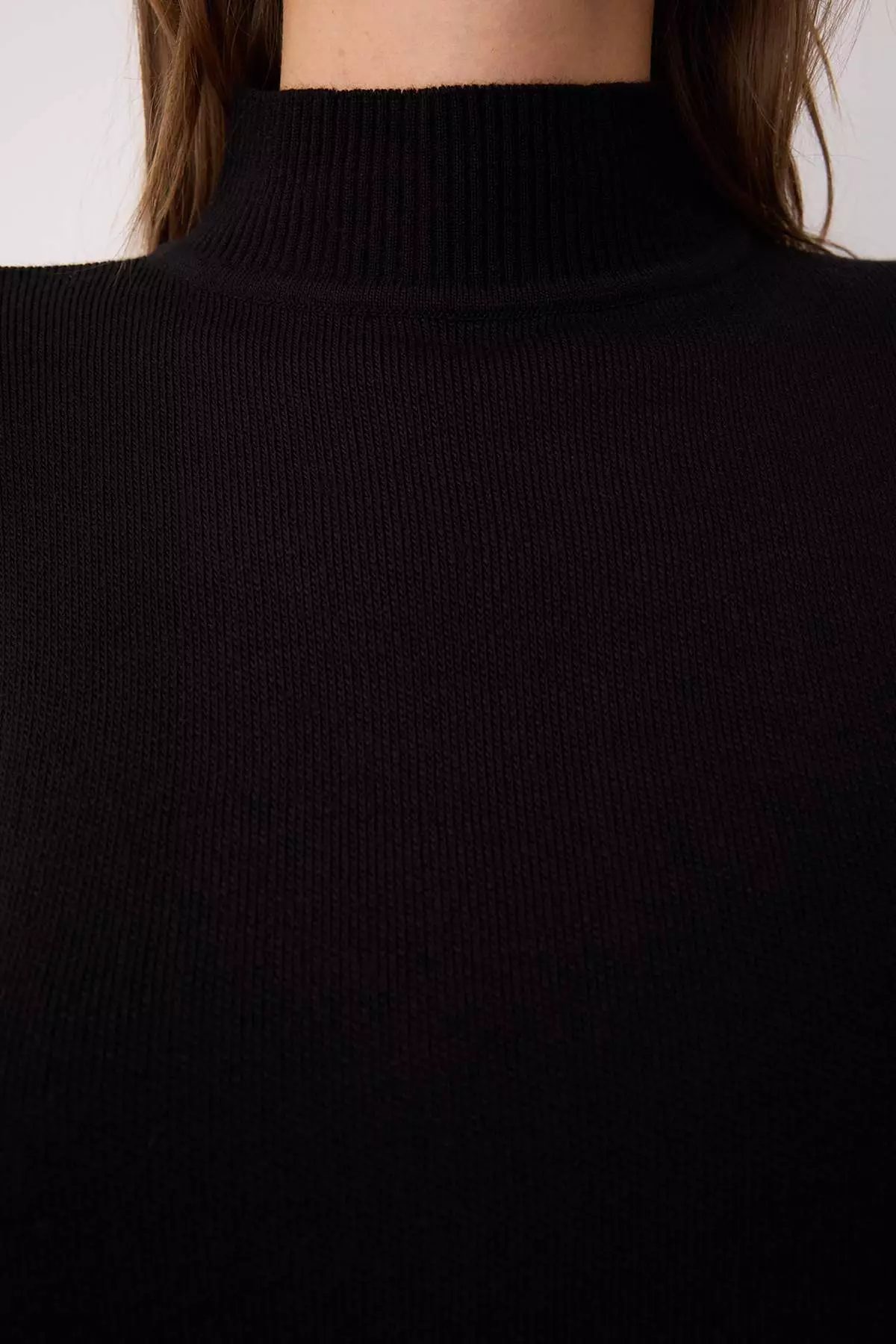 Black Striped Knitted Trousers Bottom-Top Set Twoaw24Au00045