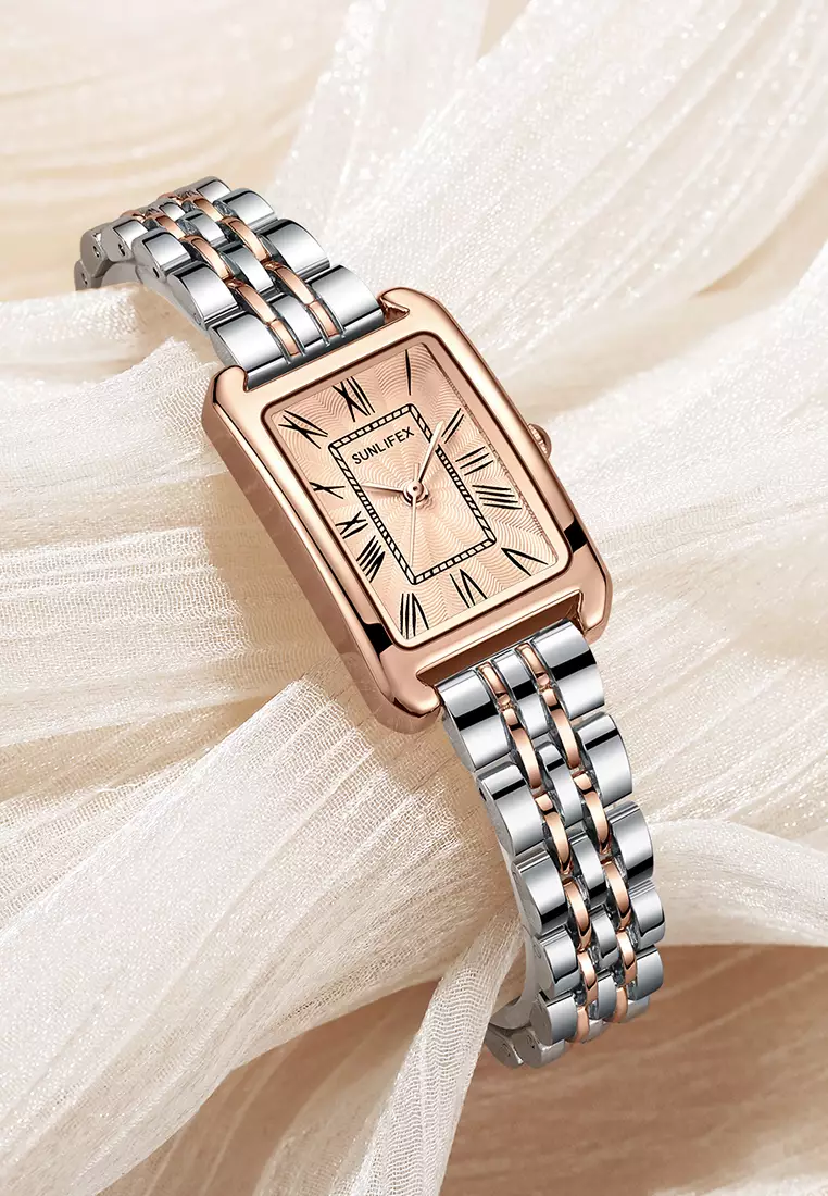 Jam Tangan Wanita Original 5999 Korea Mode Kuarsa Santai Anti Air Jam Tangan Cewek silver rose