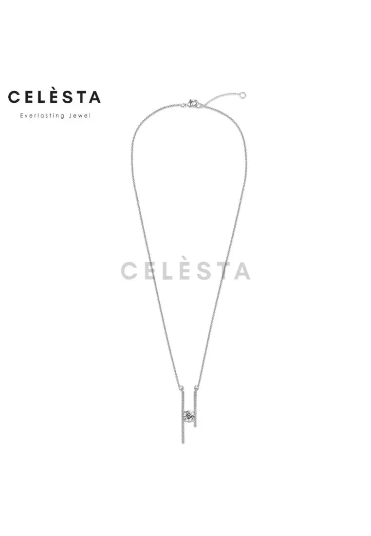Berlian Moissanite Autre Pendant [GRA CERTIFICATE MOISSANITE DIAMOND] - Kalung Moissanite Diamond 1 CT 925 Silver Celesta by Her Jewellery