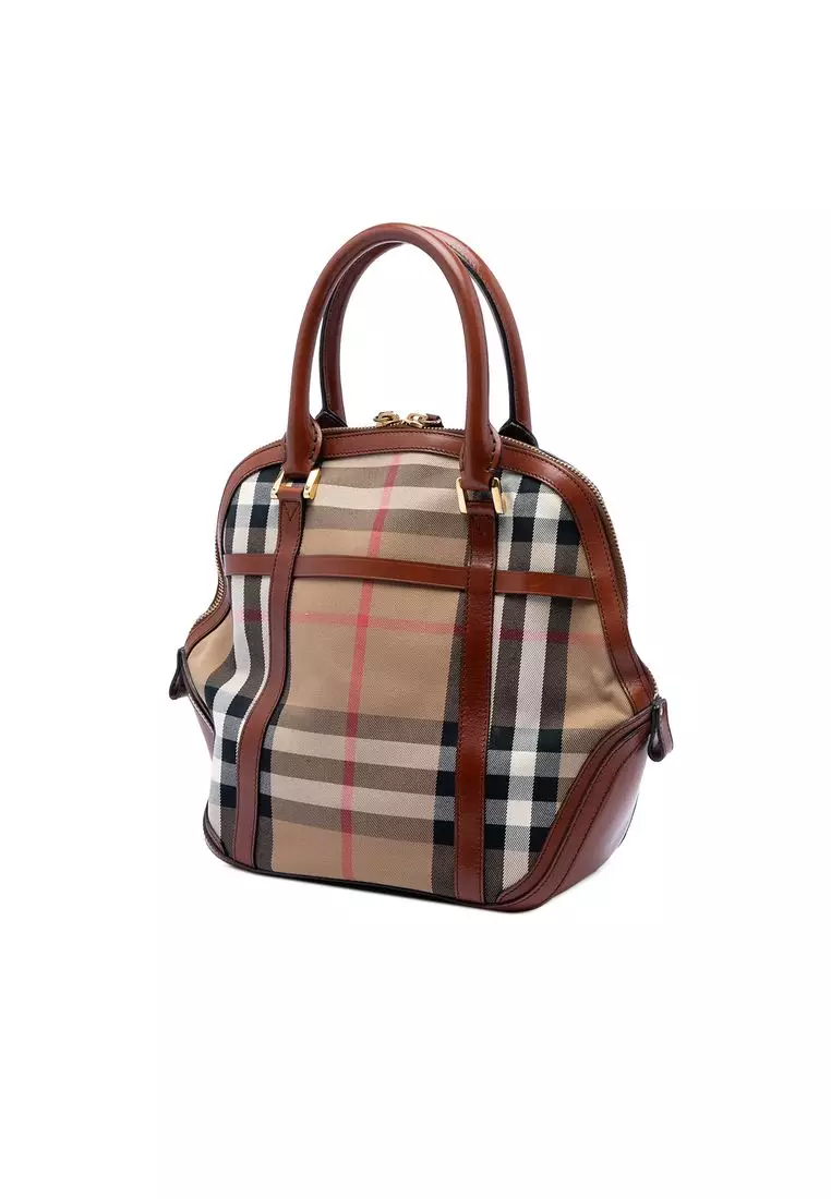 Pre-Loved Burberry Medium House Check Canvas Bridle Orchard Handbag