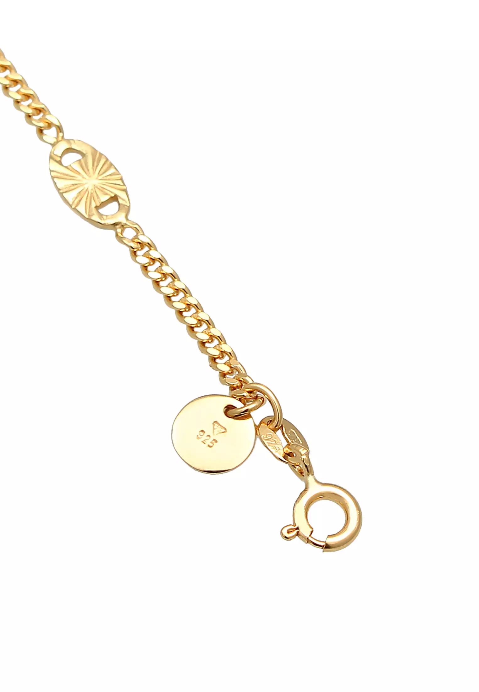 Bracelet Curb Chain Plate Star Design Adjustable Gold Plated