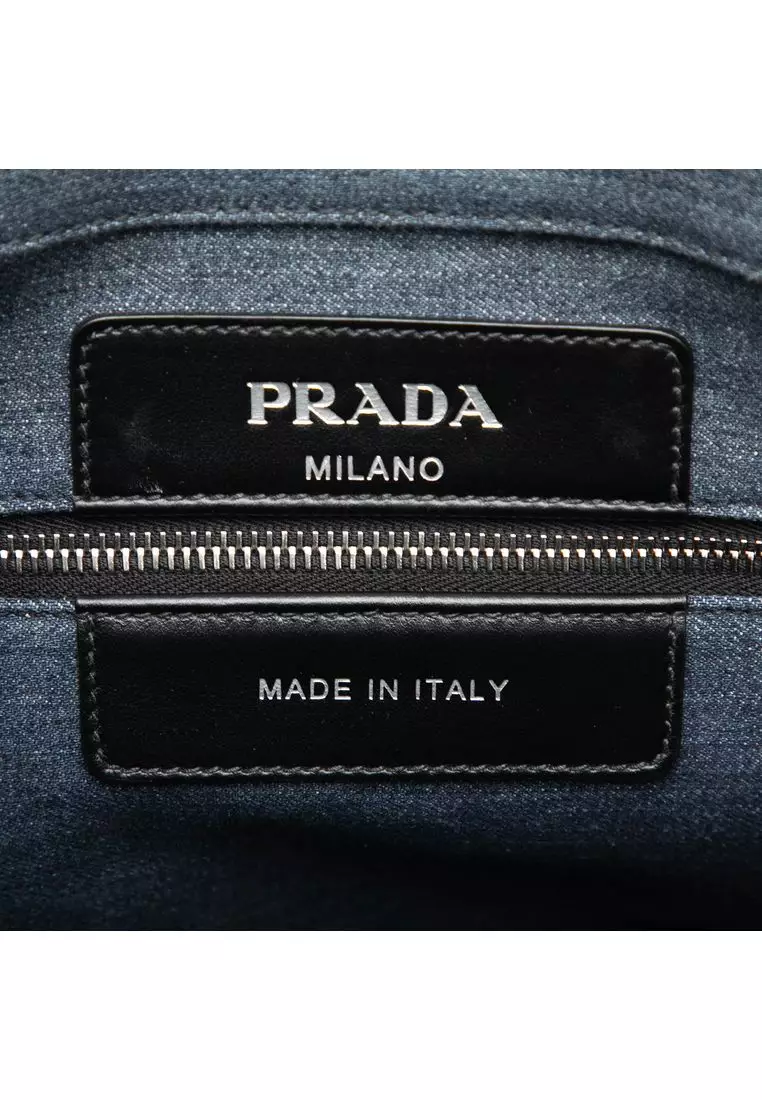 Pre-Loved Prada Logo Denim Tote