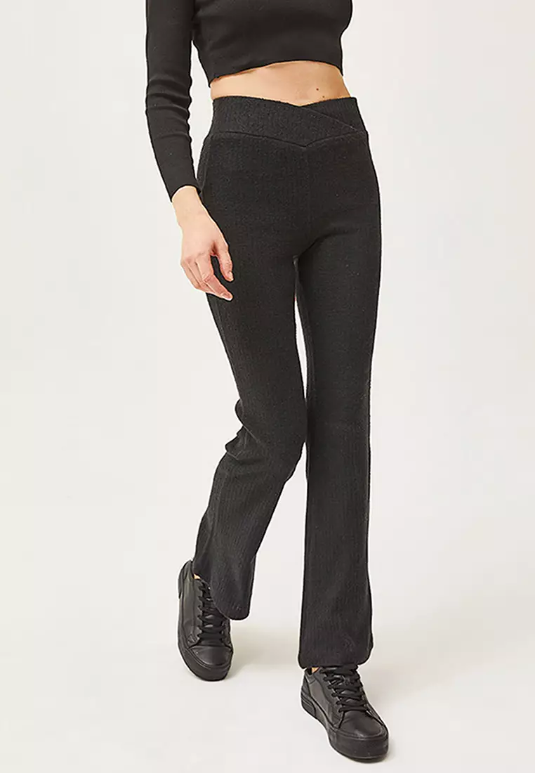 Buy Olalook Black Cross Band Detail Raised Spanish Leggings 2024 Online