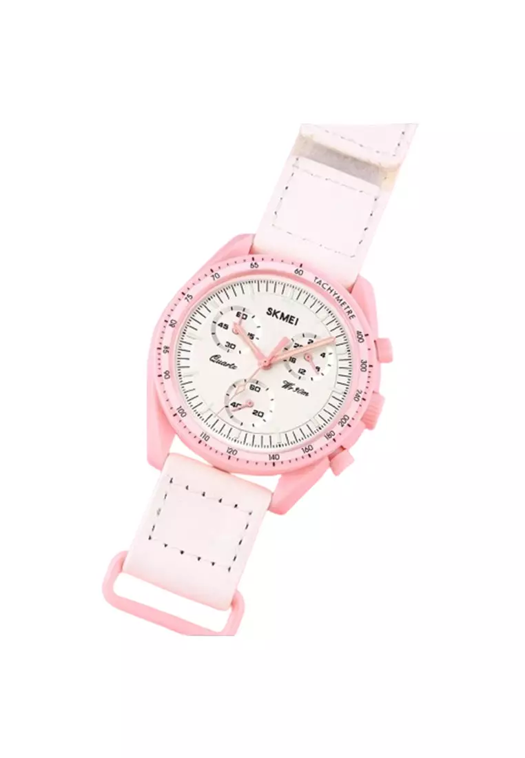 Jam Tangan Pria Analog Wanita 1982 Nylon Strap Tahan Air ORIGINAL - Pink