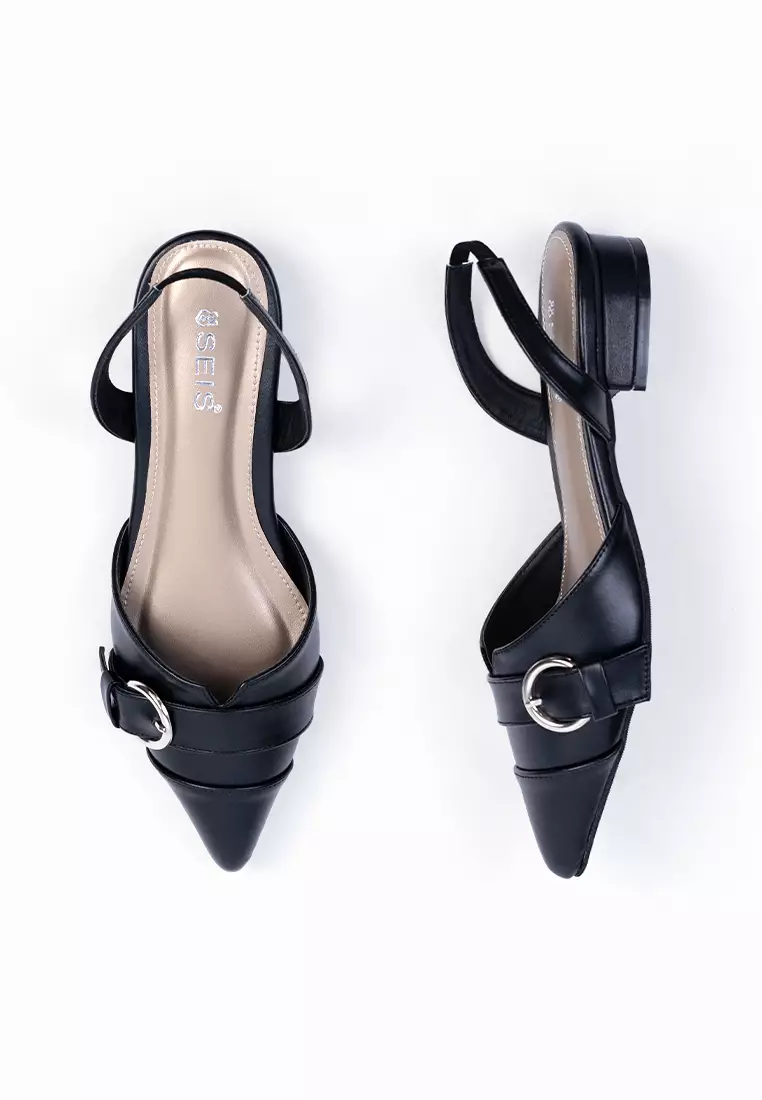 SEIS Leika Sepatu Mules Heels Wanita | Slingback Hak 3 cm