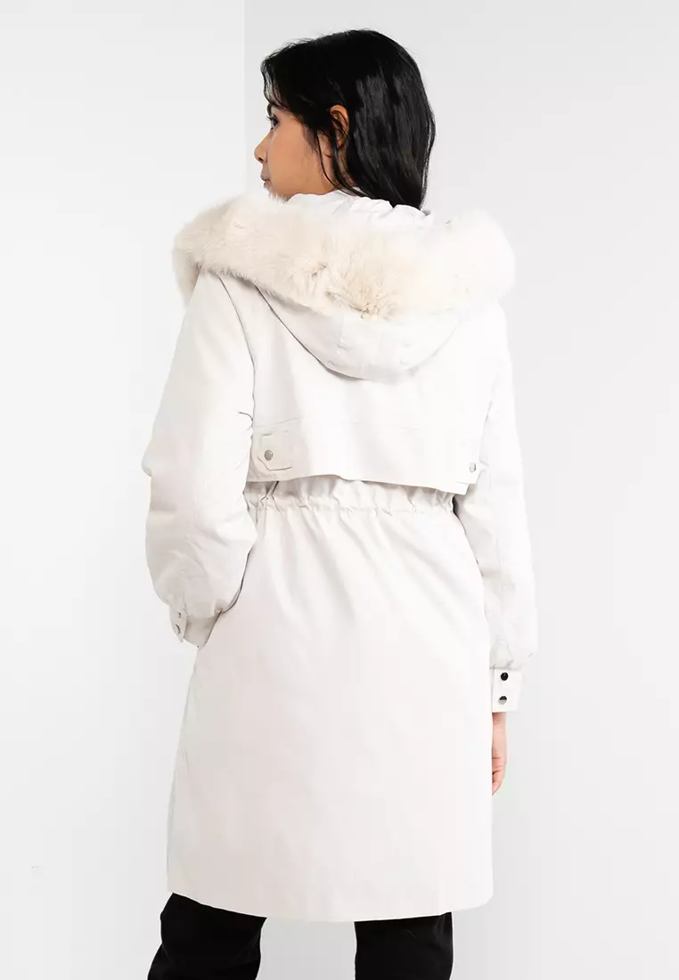 Fur hooded discount parka coat womens