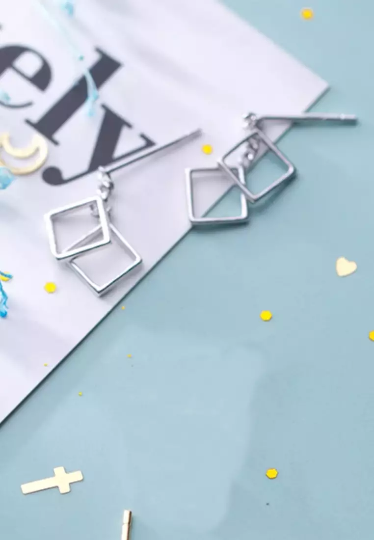 925 Silver Geometric Drop Earrings JW AR-G1488