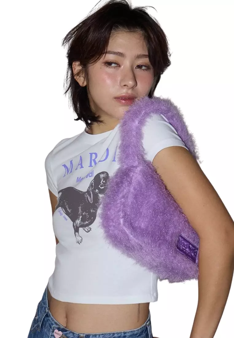 Cropped Tshirt Ddanji - White Purple