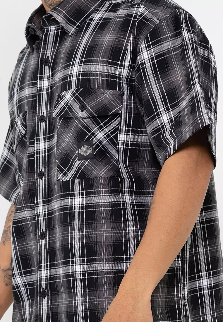 Harley-Davidson Backing It In Plaid Shirt