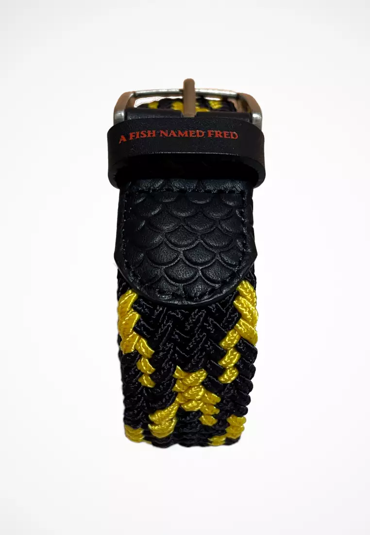 Braided Belt- Cross Yellow/ Navy