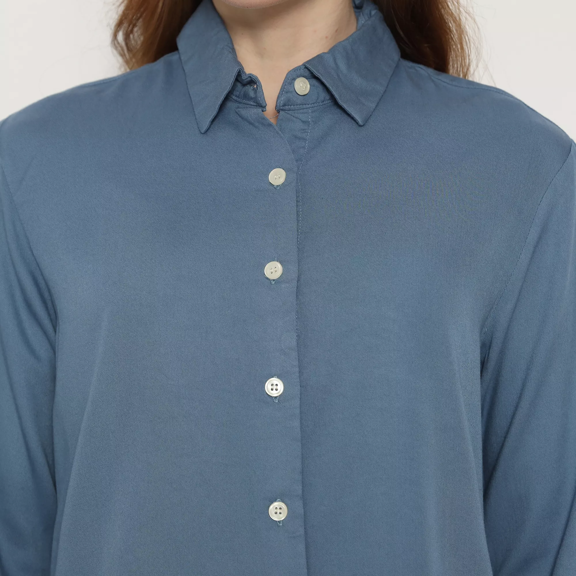 Platini Baju Kemeja Polos Basic Wanita Panjang Katun Rayon 62000.16 BLUE