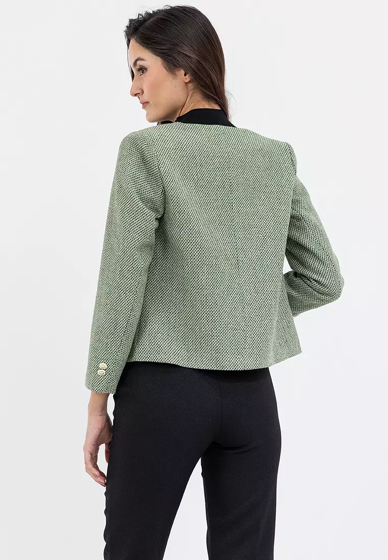 Collarless Tweed Blazer