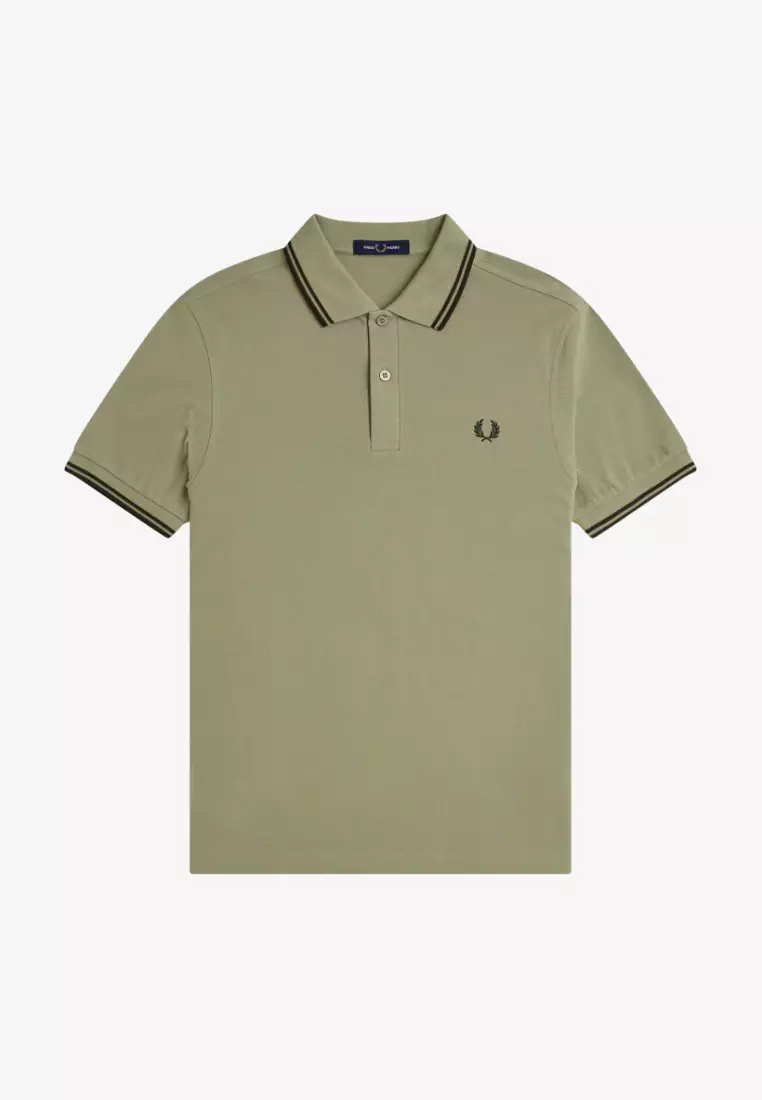 Fred Perry M3600 Twin Tipped Fred Perry Shirt (Olive Mint / Night Green / Night Green)
