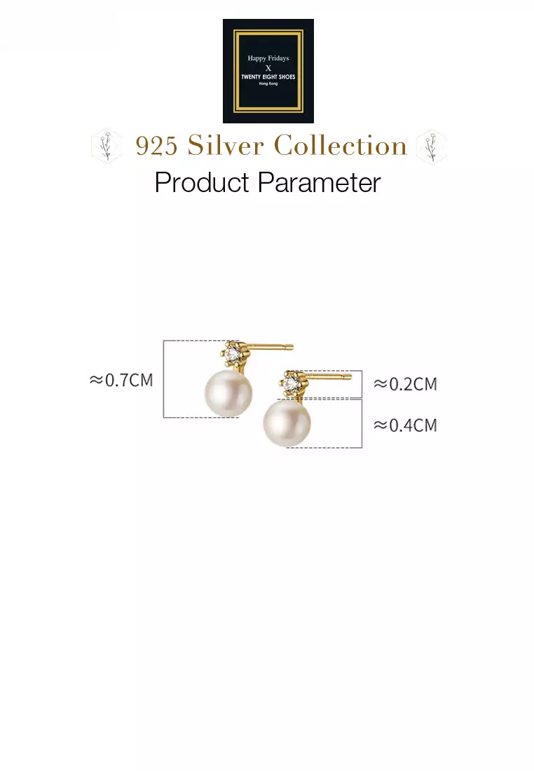 925 Silver Plated Gold Freshwater Pearl Earrings JW AR-G8539