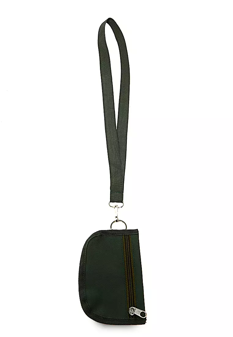 Kyven Dompet Canvas Slempang Motif Polos Zip Fastening Wanita - Army