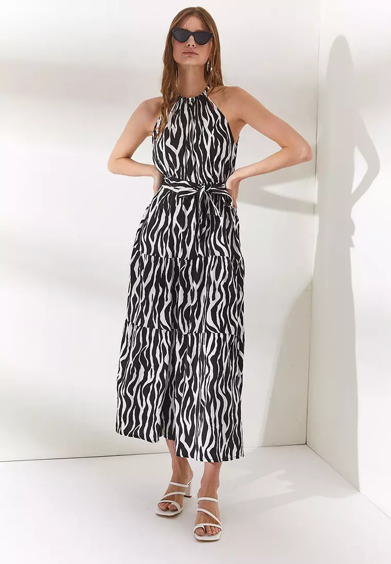 Halter Neck Belted Dress