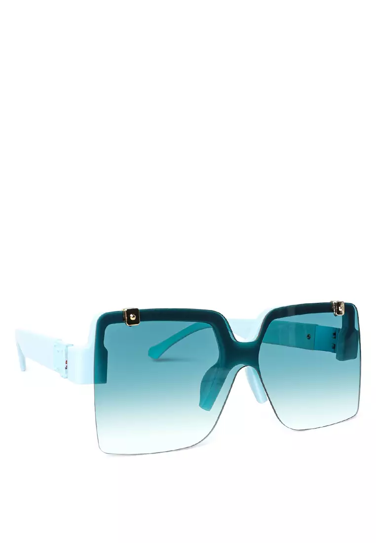 Kacamata Hitam Kotak Berwarna Kebesaran Berwarna Biru