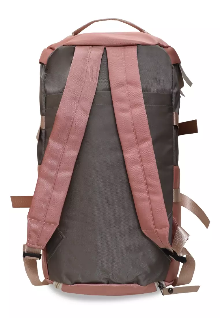 Jovin Travel Backpack Unisex with Long Strap Large Space Tas Travel Kombinasi Warna Material Nylon ORIGINAL - Pink