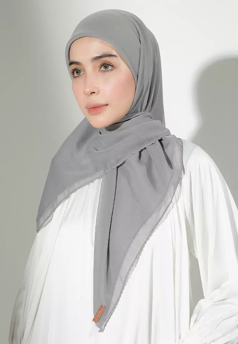 Paris Embroidery Signature Square (Lozy X Hamidah) Dark Grey