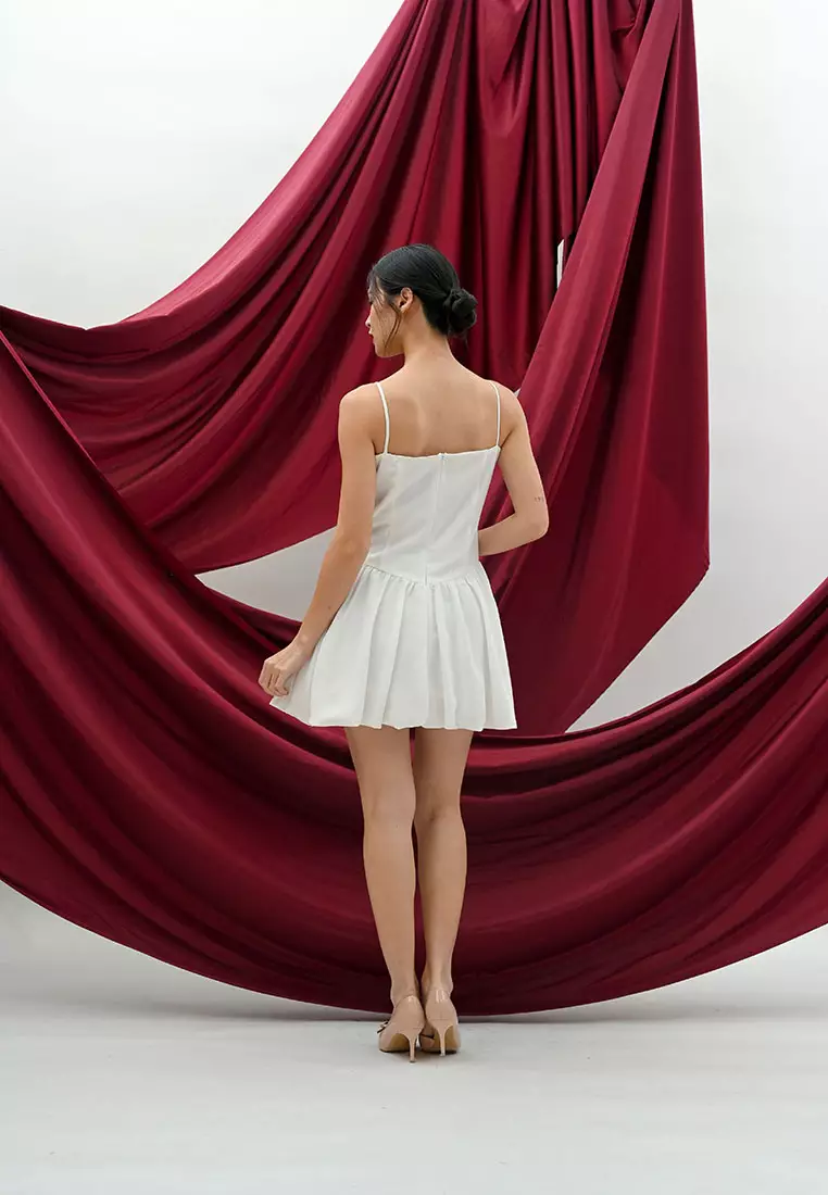 Balloon Mini Dress in White