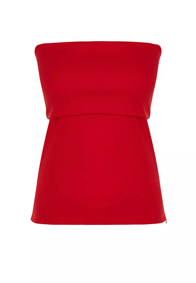 Buy Trendyol Side Zip Strapless Top Online | ZALORA Malaysia