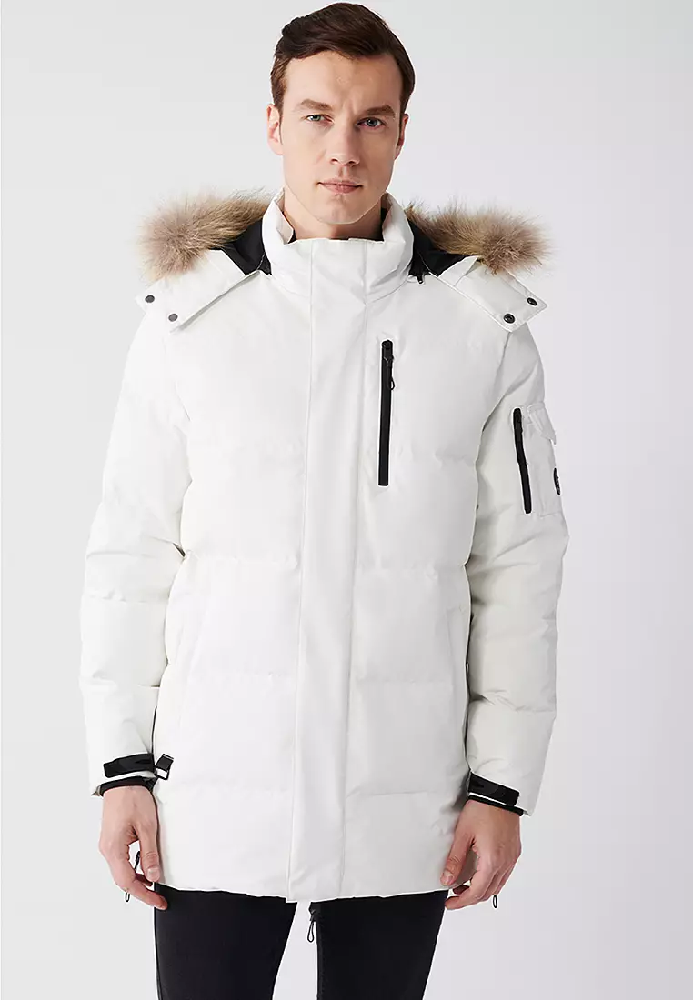 Puffer Jacket with Faux Fur Collar