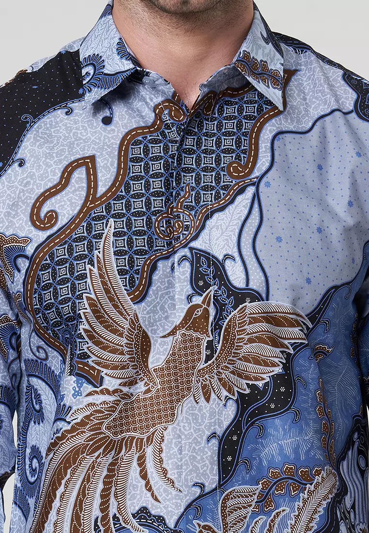 Slimfit Argya Blue Kemeja Batik Pria Lengan Panjang
