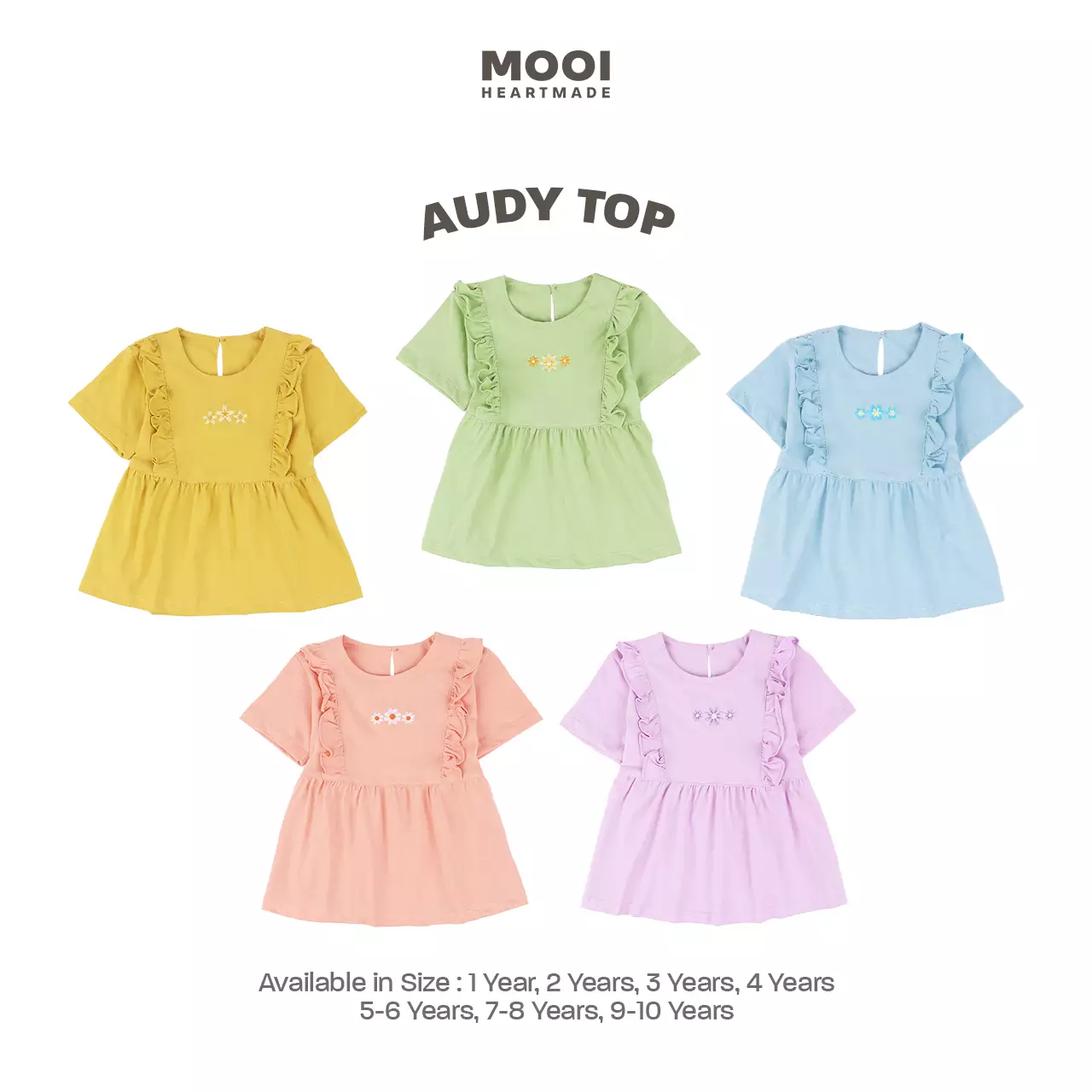 Mooi Atasan Anak Perempuan Audy Top - Light Blue