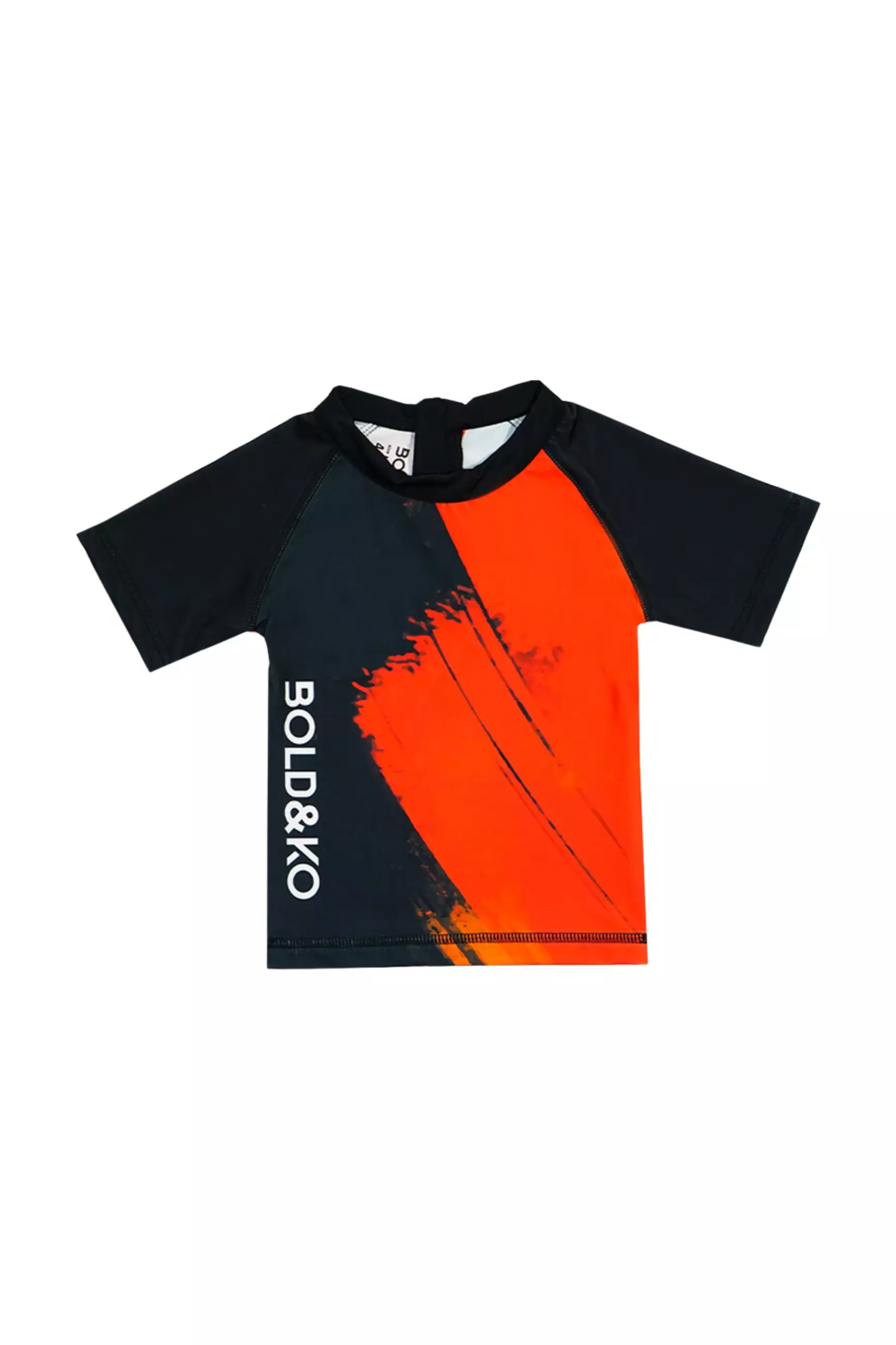 BOLD & KO Rashguard Set In Red Abstract Kids Swimsuit | Baju Renang Anak-Hitam Merah