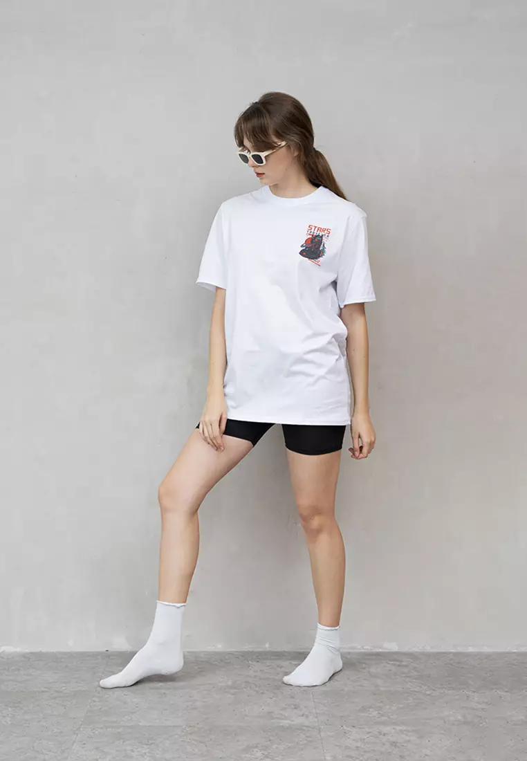 Kaos Putih t shirt polos wanita houseofcuff motif Stars