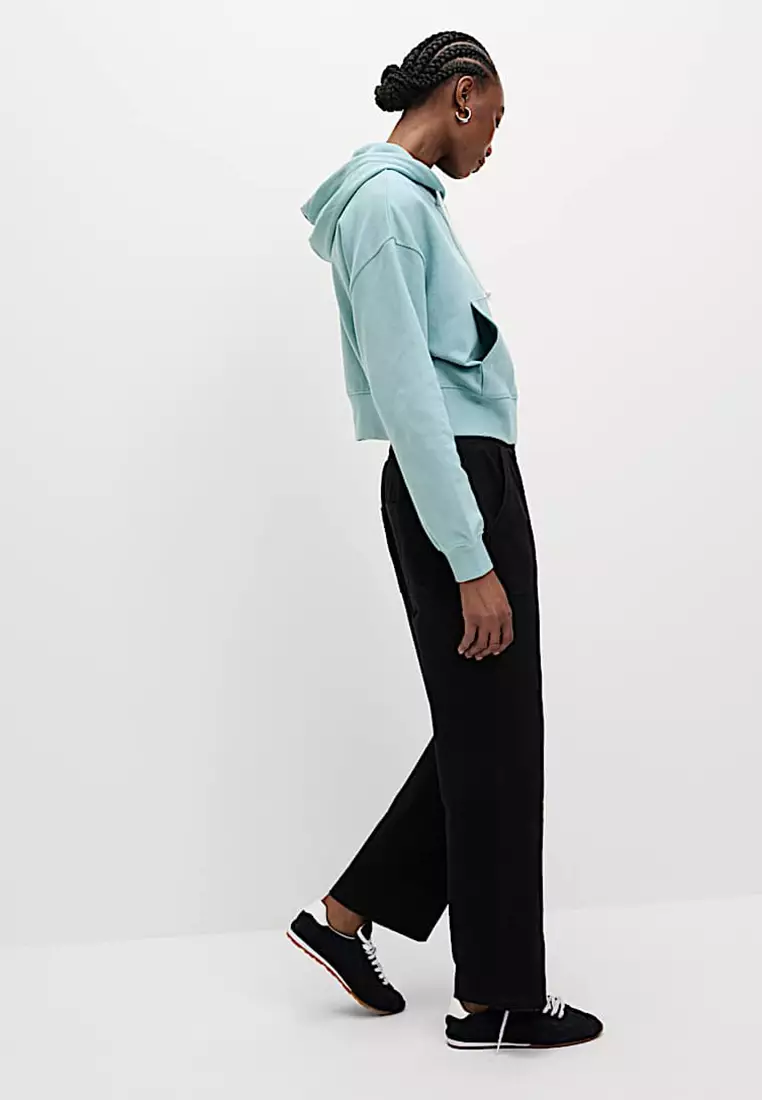 Pure Cotton Cropped Zip Through Hoodie