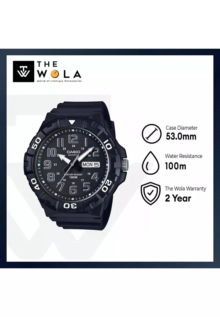 Men's Analog MRW-210H-1AV Big size diver style Black Resin Watch