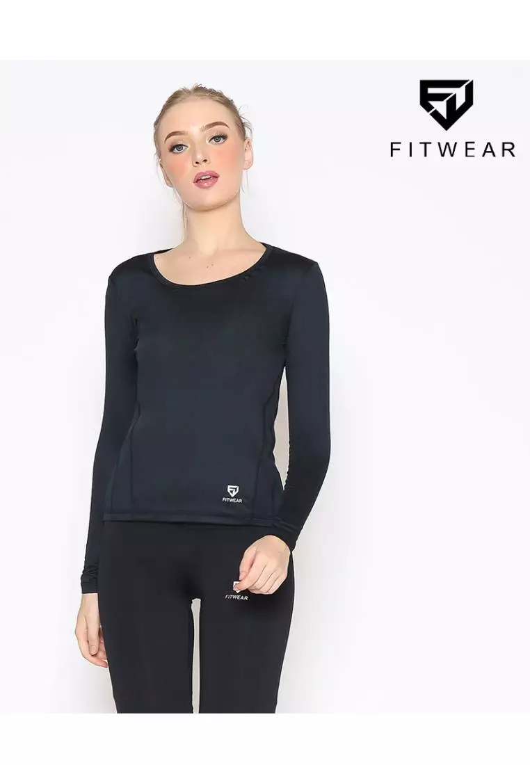 Fitwear - Kaos Olahraga Wanita ZELDA  DRYFIT BASELAYER L/S - BLACK