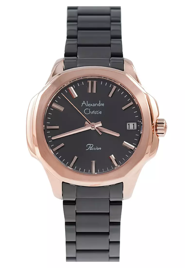Alexandre Christie - Jam Tangan Wanita - Rosegold - Black Stainless Steel - 2A28 LDBBRBA