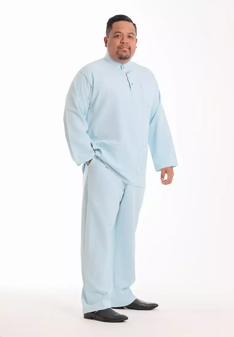 Alain Delon Baju Melayu Cekak Musang Dewasa - 19026001-31TintedAquaBlue