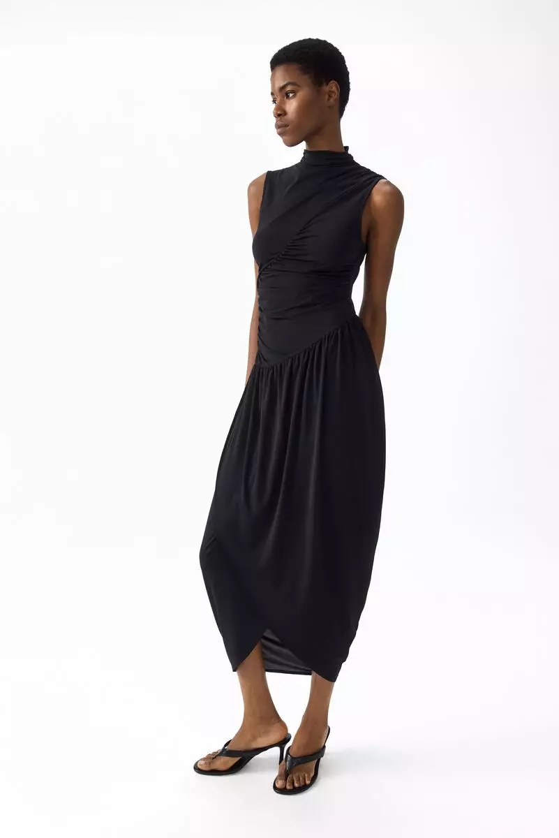 Draped turtleneck dress