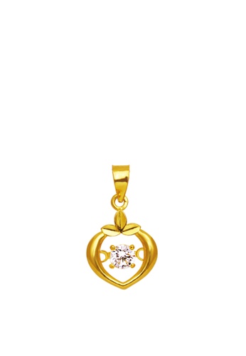 TOMEI gold [TOMEI Online Exclusive] Whisper of Love Pendant - Cubic Zirconia Heartbeat Collection, Yellow Gold 916 with Complimentary Rope Necklace (9P-DDP4-1C) (1.24G) 16532ACFD30683GS_1