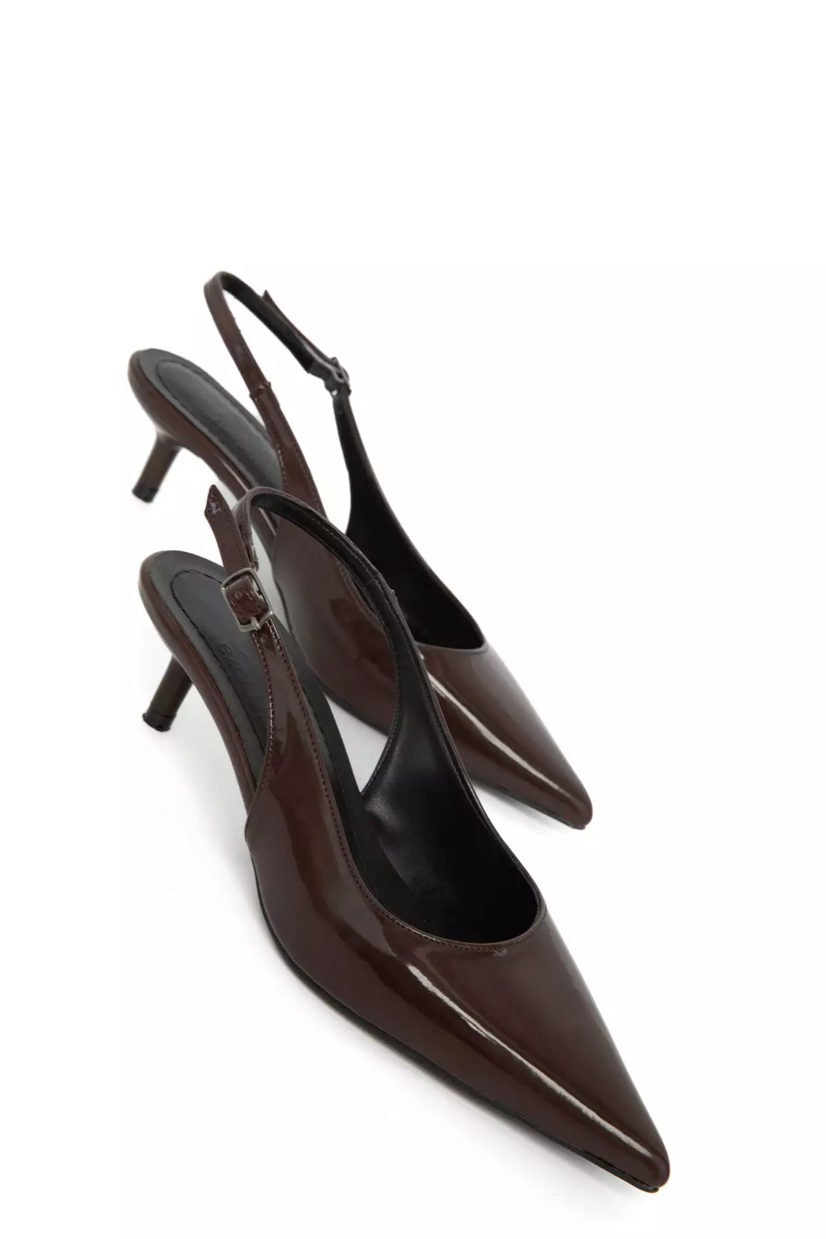 Brown Patent Leather Women'S Classic Heeled Shoes 21266