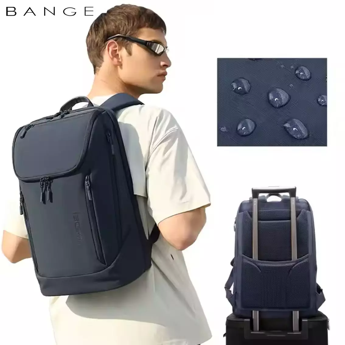 Bange Tas Ransel pria Laptop Kerja Backpack Pria USB 15.6 Inch BG17-1- BLUE